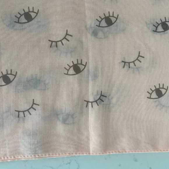 Memories Soft Fringed Polyester Cotton Scarf/Wrap w Playful Eye Print Pale Peach - Picture 6 of 12